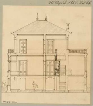 Ländliches Wohnhaus, Berlin-Lichterfelde Monatskonkurrenz April 1881: Querschnitt