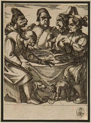 Mahlzeit mit Hund und Katze, aus der Serie der grotesken Figuren