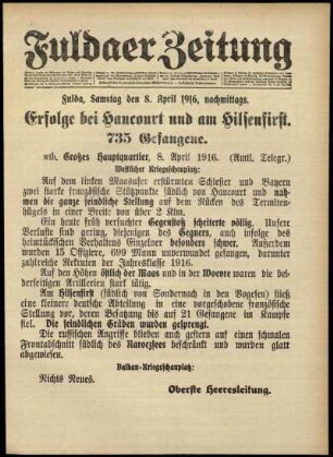 Ausgabe vom Samstag, den 08. April 1916.