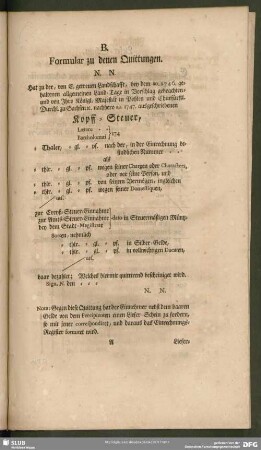 B. Formular zu denen Quittungen