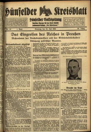 Erste Ausgabe vom Samstag, den 23. Juli 1932.
