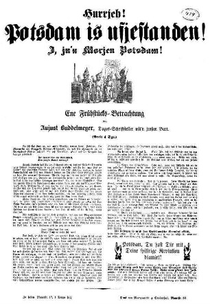 Hurrjeh! Potsdam is ufjestanden! J, ju'n Morjen Potsdam!