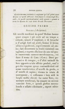 Ordine Primo. Avoltoj (Accipitres).