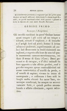 Ordine Primo. Avoltoj (Accipitres).