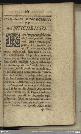 Articulus Duodecimus, De Antichristo