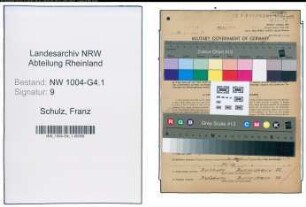 Entnazifizierung Franz Schulz , geb. 23.04.1898 (Meister)