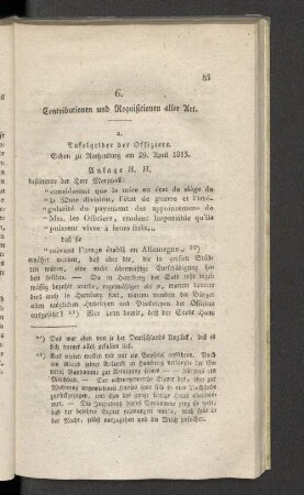 6. Contributionen und Requisitionen aller Art.