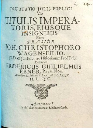 Disputatio iuris publici de titulis imperatoris eiusque insignibus