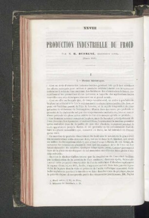 XXVIII Production industrielle du froid