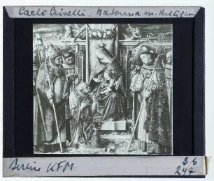 Crivelli, Pala di San Pietro di Muralto, Thronende Madonna mit Kind und Heiligen (Berlin GG 1156A),Crivelli, Pala di San Pietro di Muralto (Altarretabel)