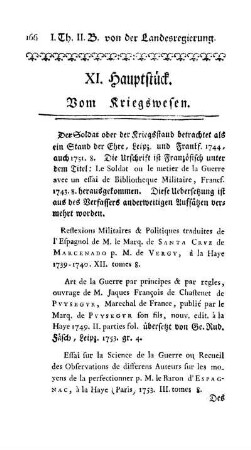 XI. Hauptstück. Vom Kriegswesen.