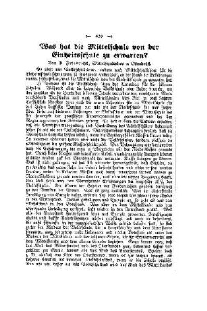 Was hat die Mittelschule von der Einheitsschule zu erwarten?
