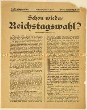 Antikapitalistischer programmatischer Wahlaufruf der Nationalsozialistischen Freiheits-Bewegung u.a. zur Ostjudenfrage anlässlich der Reichstagswahl