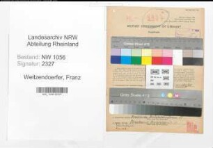 Entnazifizierung Franz Weitzendoerfer , geb. 03.12.1899 ()