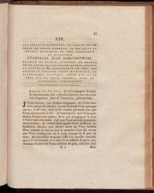 XIV. Les Exploits Guerriers, Et L'Image Triomphale Du Grand General, Ou Les Faits Et Vertus Heroiques Du Tres Excellent Et Invincible Stanislas Jean Jablonowski, [...]