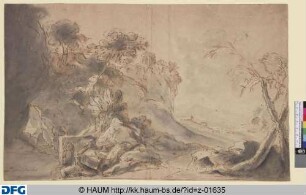Landschaft mit Rundtempel zu Tivoli (zum dollen Wachtel)