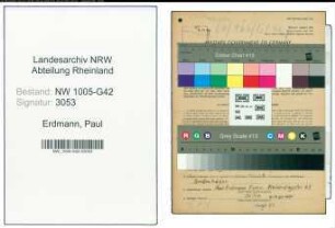 Entnazifizierung Paul Erdmann , geb. 08.07.1891 (Maler)