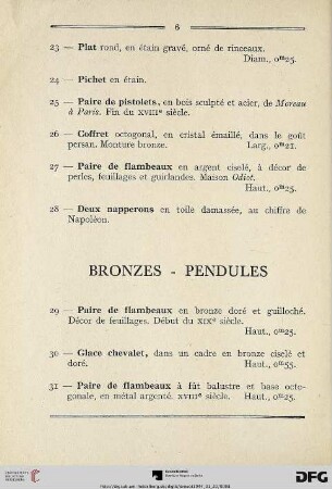 Bronzes – Pendules (Nr. 29-42)