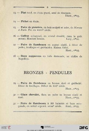 Bronzes – Pendules (Nr. 29-42)