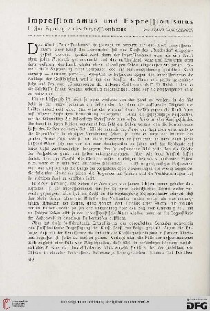 11.1919: Impressionismus und Expressionismus, [1], zur Apologie des Impressionismus