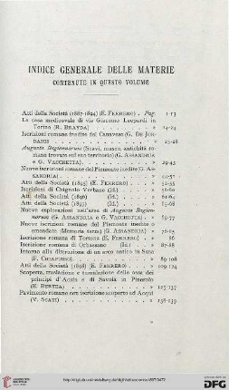 Indice generale delle materie