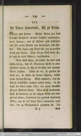 LII. An Anton Lauterbach, Pf. zu Pirna