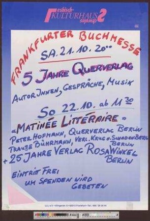 Frankfurter Buchmesse : 5 Jahre Querverlag, Martinée Litteraire