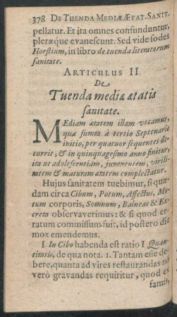 Articulus II. De Tuenda mediae aetatis sanitate