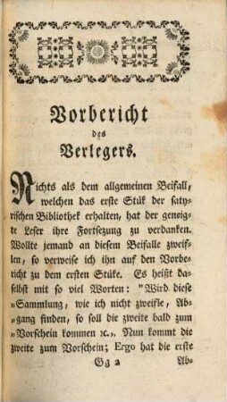 Satyrische Bibliothek oder auserlesener kleiner satyrischen Schriften ... Sammlung, 2. 1761