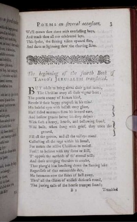 The beginning of the fourth Book of Tasso's Jerusalem translated