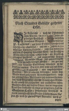 Nach Standes Gebühr geehrter Leser