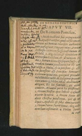 Caput VIII. De Romano Pontifice.