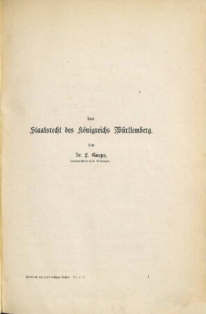 Das Staatsrecht des Königreichs Württemberg