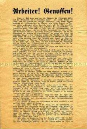 Propagandaflugblatt der KPD (Spartakusbund) für die Fortsetzung der Revolution