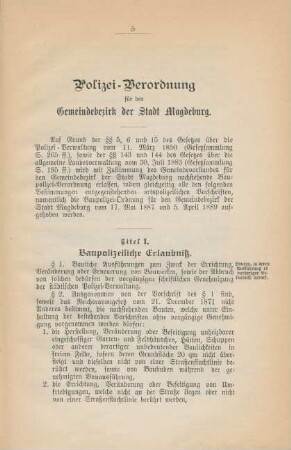 Titel I. Baupolizeiliche Erlaubniß.