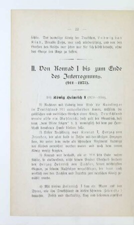 II. Von Konrad I bis zum Ende des Interregnums. (911 - 1273)