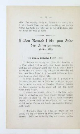 II. Von Konrad I bis zum Ende des Interregnums. (911 - 1273)