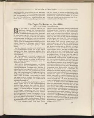 Die Papierfabrikation im Jahre 1909.