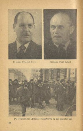Genosse Heinrich Evers ; Genosse Paul Eckert ; Die bewaffneten Arbeiter marschieren in den Marstall ein