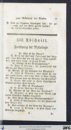 XIII. Abschnitt. Fortsetzung von der Mythologie.