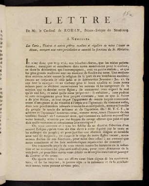 1-4, Lettre De Mr. le Cardinal de Rohan,...