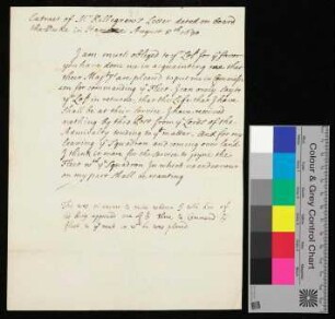 "Extract of Mr. Killegren´s Letter dated on Board the Duke in Hamo[…]re, August 8th, 1690"