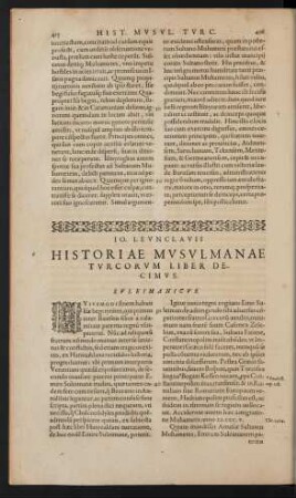 Historiae Musulmanae Turcorum Liber Decimus. Suleimanicus.