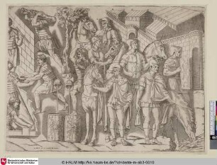 Retrato de la Colona di Roma [Des Cavaliers Romains qui conduisent leurs chevaux par la bride, pour les abbreuver; Roman Horsemen; Römische Ritter führen die Pferde am Zaume zum Flusse hin]