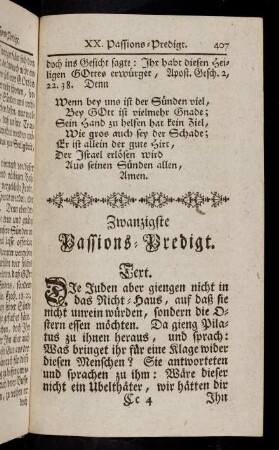 407-426, Zwanzigste Passions-Predigt