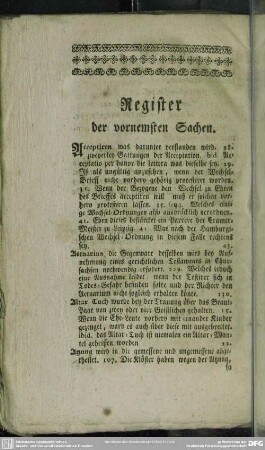Register der vornemsten Sachen