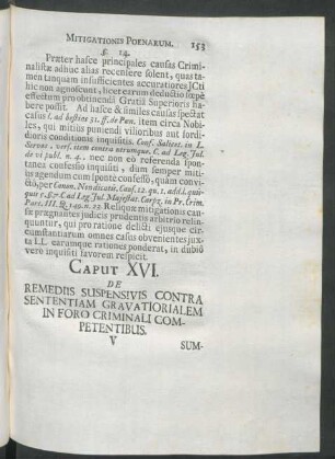 Caput XVI. De Remediis Suspensivis Contra Sententiam Gravatorialem In Foro Criminali Competentibus