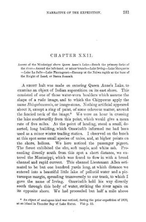 Ascent of the Mississippi above Queen Anne's Lake - Reach the primary forks of the river - Ascend the left-hand, or minor branch - Lake Irving - Lake Marquette - Lake La Salle - Lake Plantagenet - Encamp at th