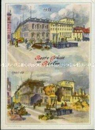 Ansichten der zerstörten und unzerstörten Reichskanzlei