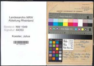 Entnazifizierung Julius Koester , geb. 27.05.1914 (Lehrer)